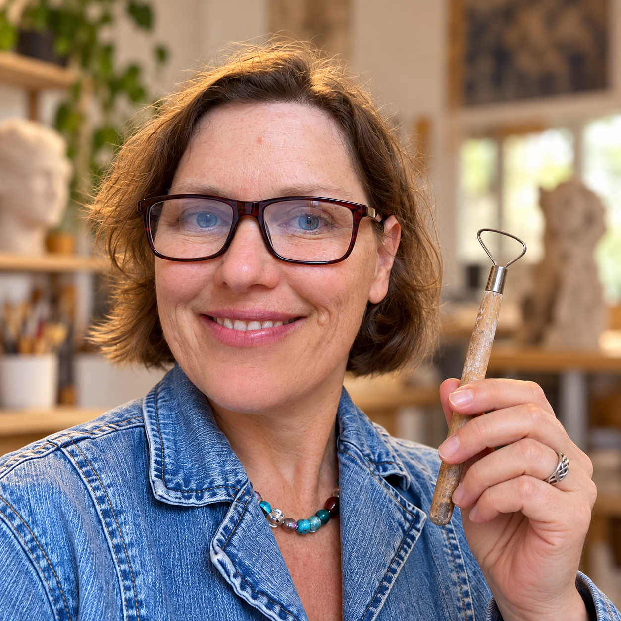 Judi Z. in her pottery studio